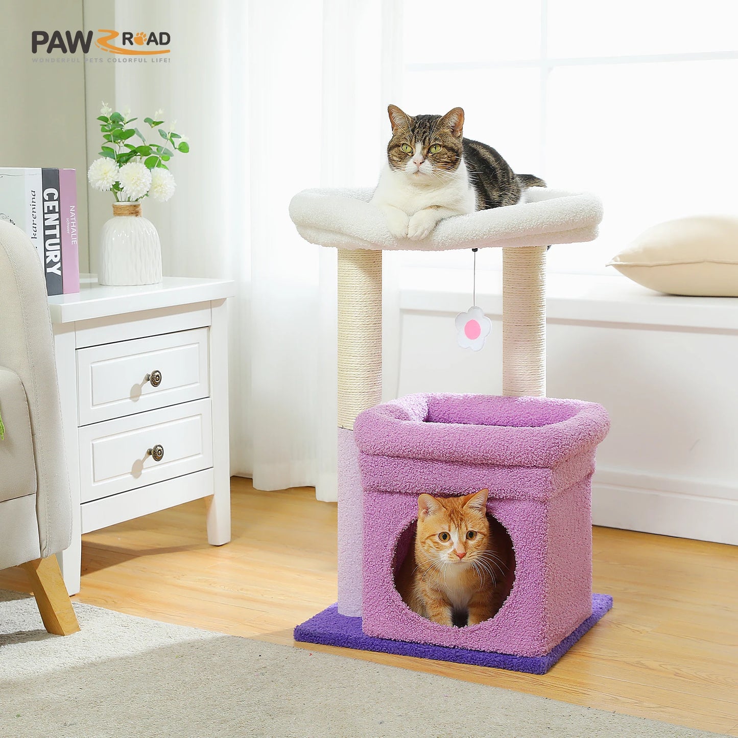 PEQULTICN Cat Tree Tower With Cozy Condo And Perch Stand