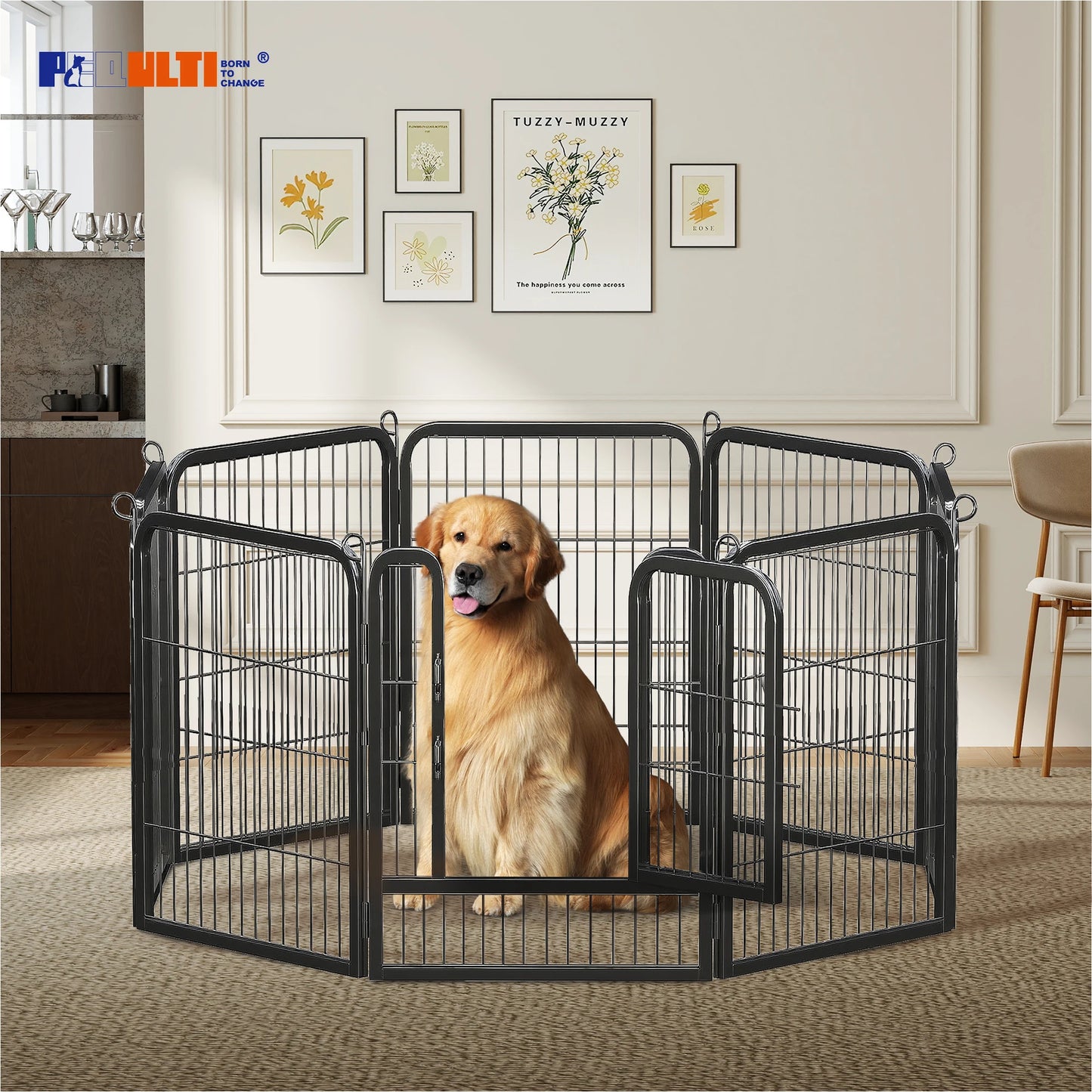 Pequlti Heavy Duty Puppy Playpen For Indoor Outdoor Use