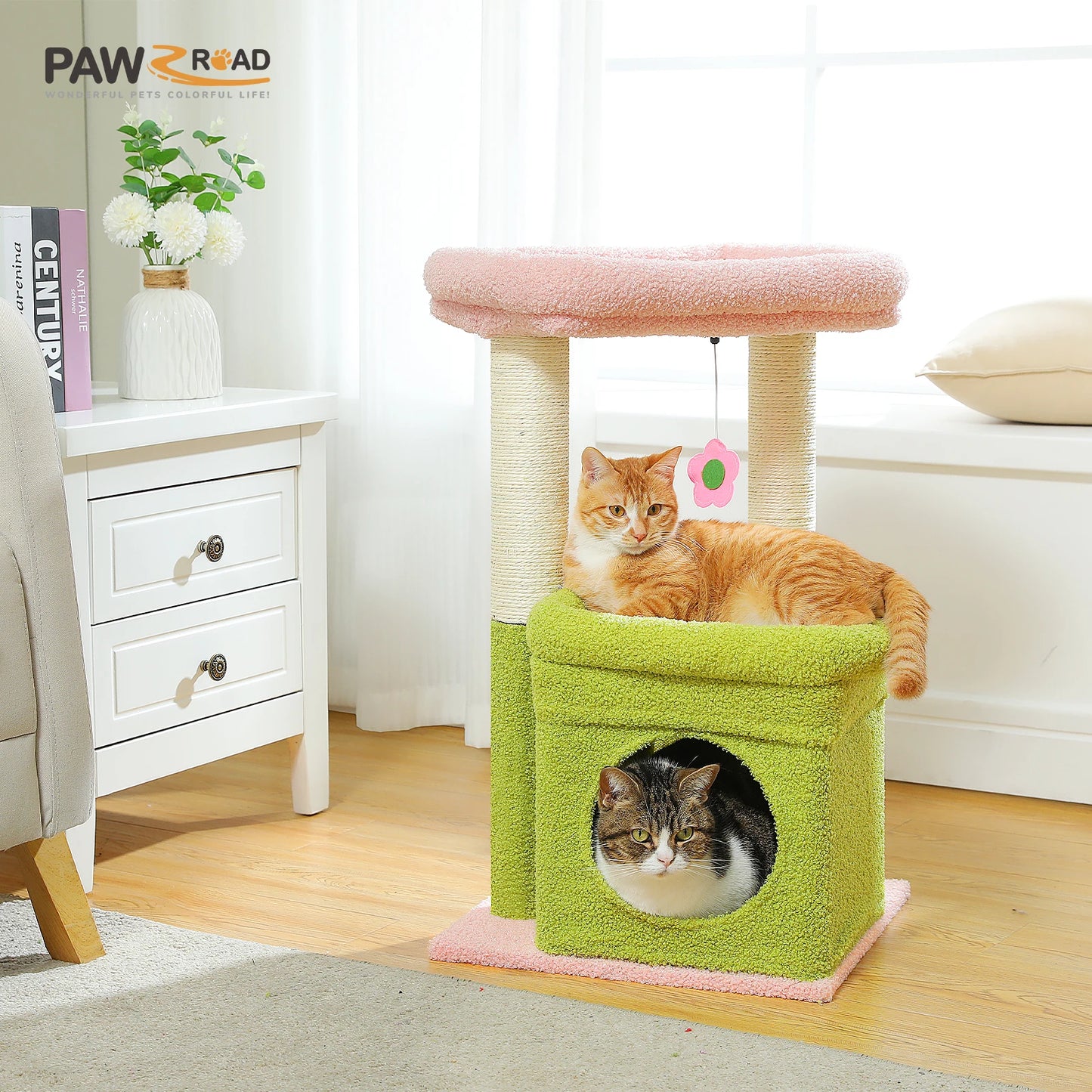 PEQULTICN Cat Tree Tower With Cozy Condo And Perch Stand