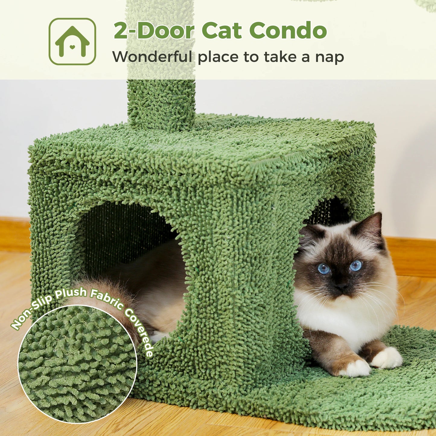 PEQULTICN Cactus Cat Tree With Condo And Hammock Indoor