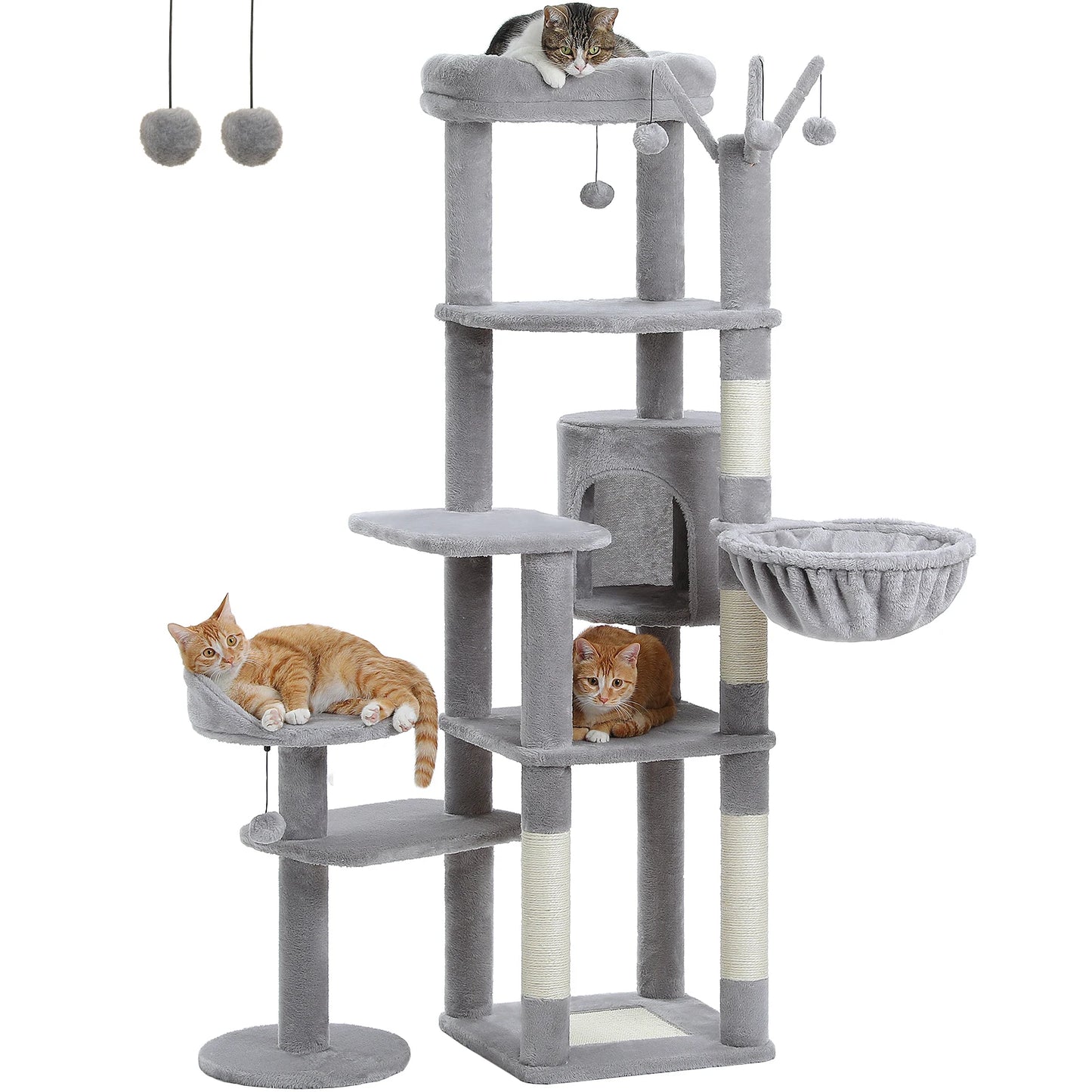 PEQULTICN Multi Level Cat Tree With Scratching Posts Hammock