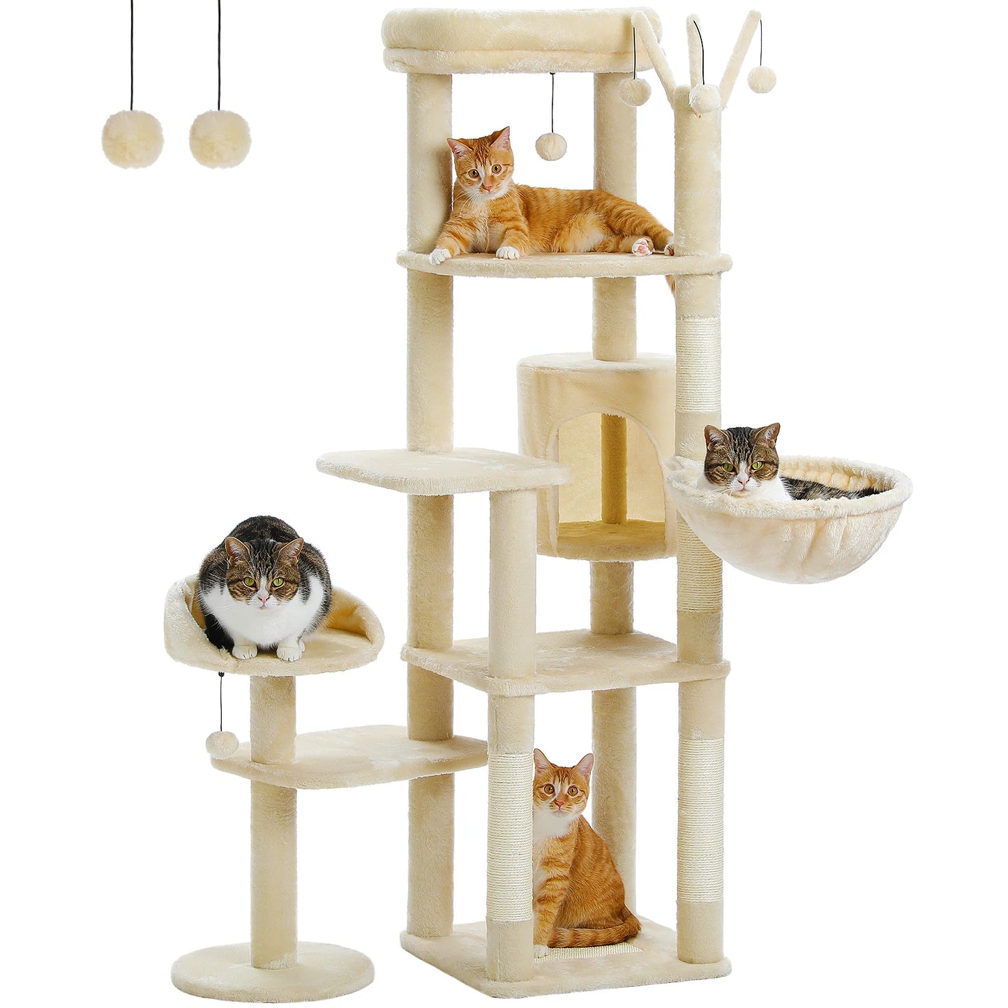 PEQULTICN Multi Level Cat Tree With Scratching Posts Hammock