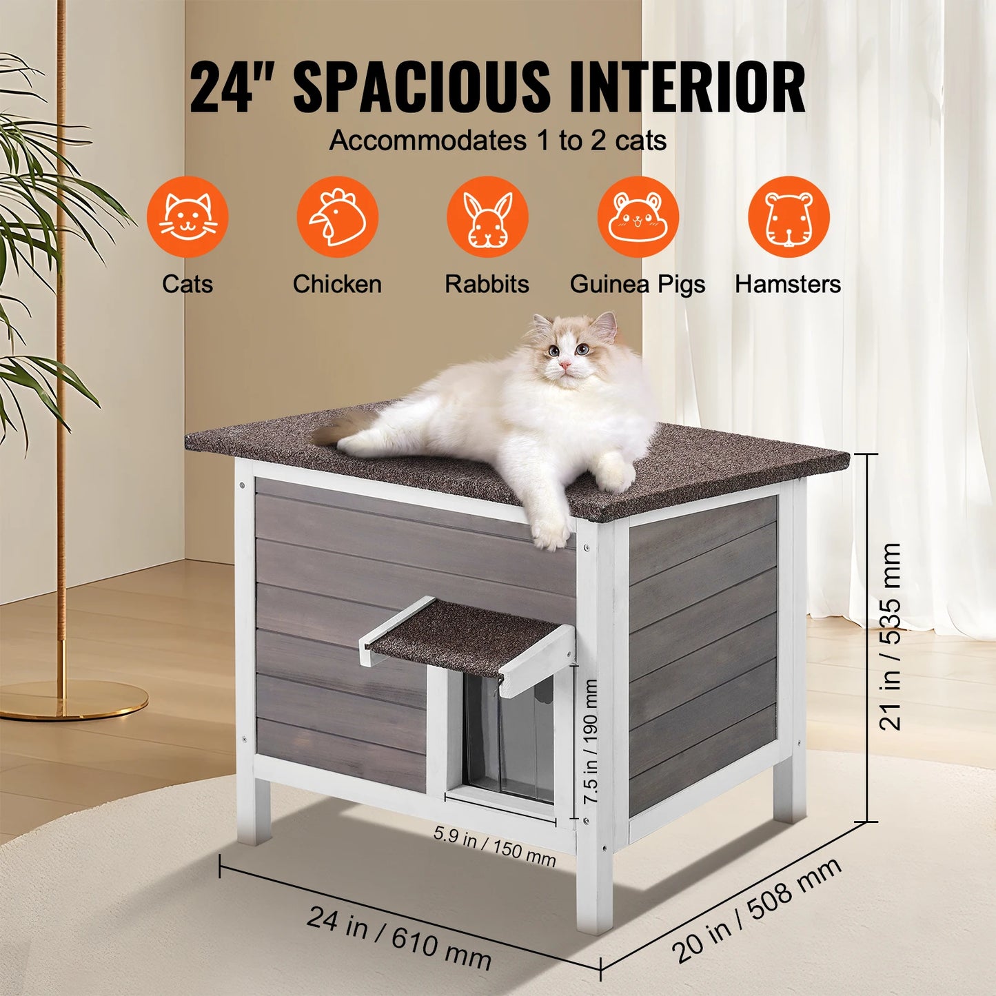 SucceBuy Outdoor Cat House Weatherproof Shelter For Cats