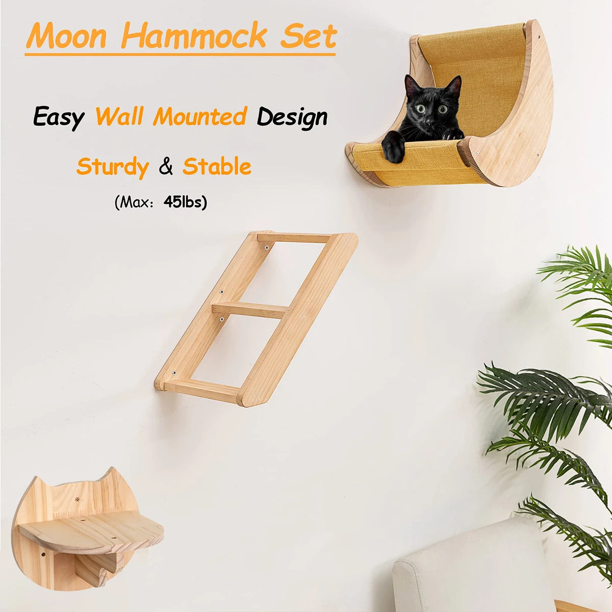 PETRAVELCN Cat Wall Shelf Moon Hammock Climbing Perch