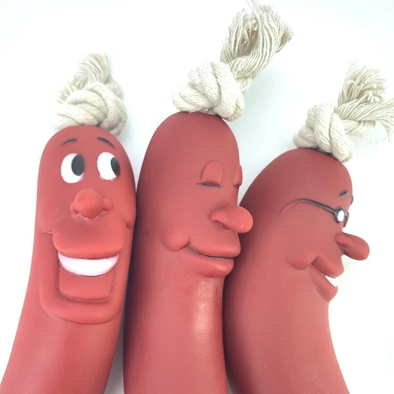 Dogstory Interactive Squeaky Dog Chew Toy Sausage Rubber