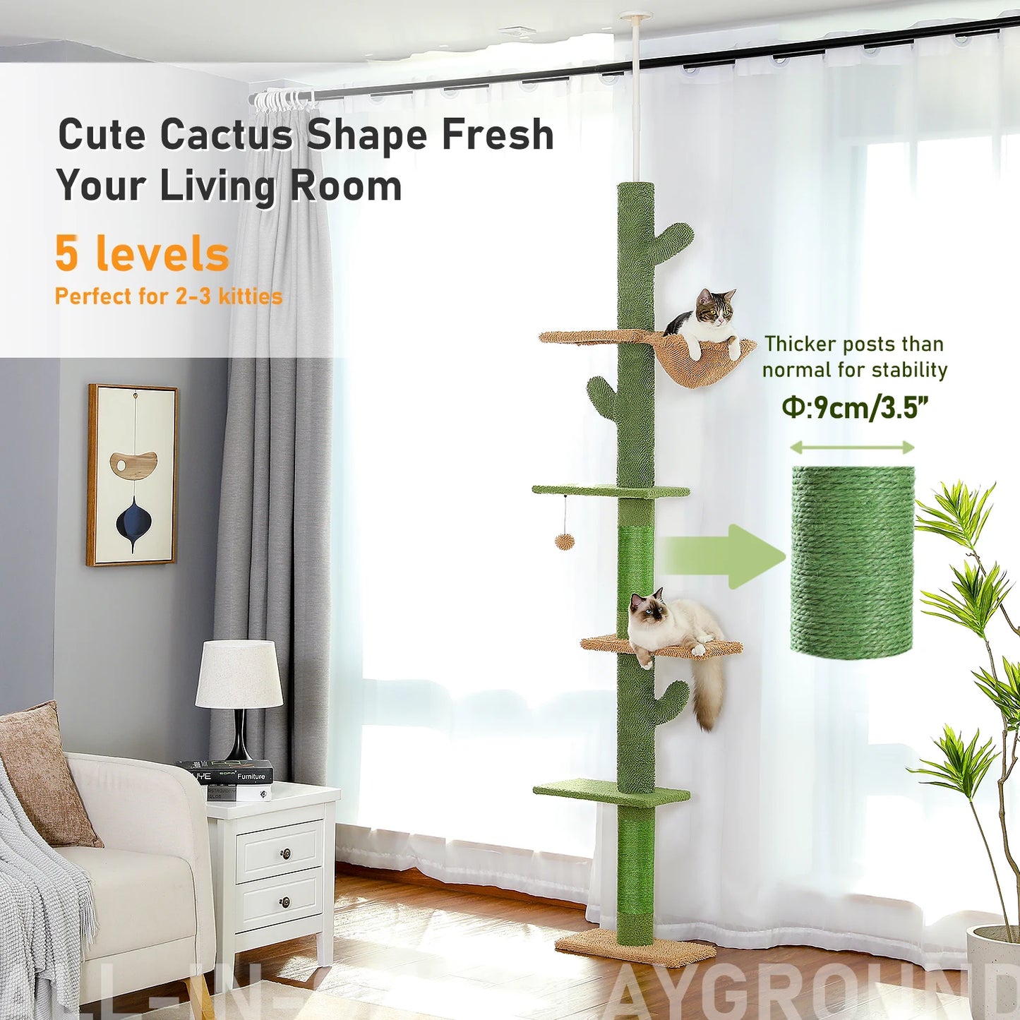 PAWZ Road Cat Tree 5 Tier Floor To Ceiling Tower Hammock