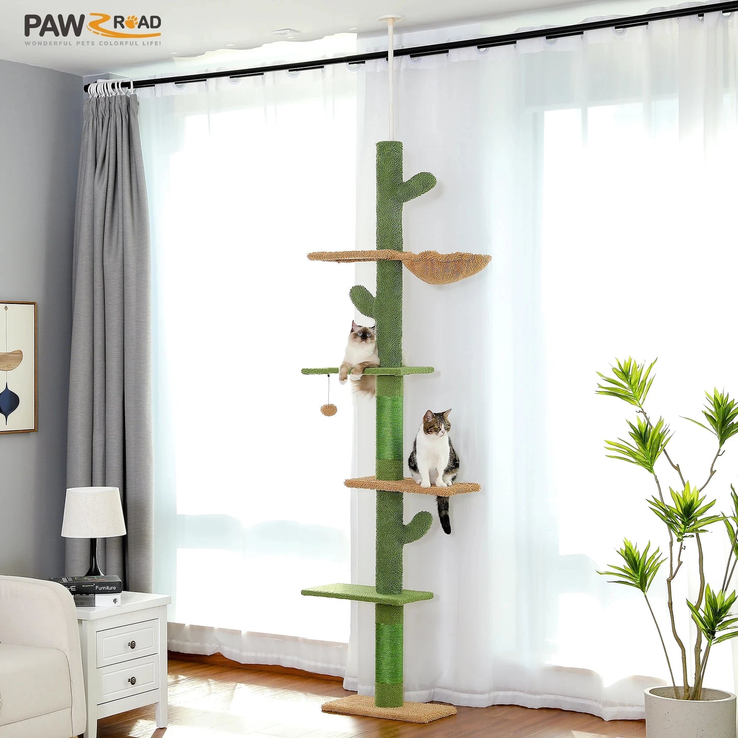 PAWZ Road Cat Tree 5 Tier Floor To Ceiling Tower Hammock