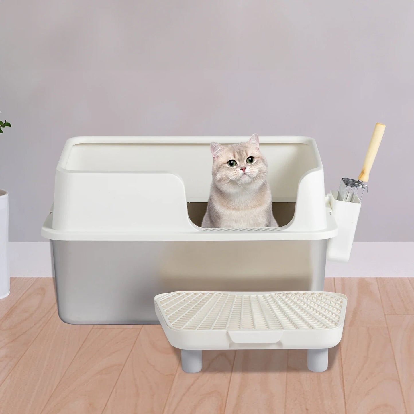 Stainless Steel Cat Litter Box With Lid High Sides