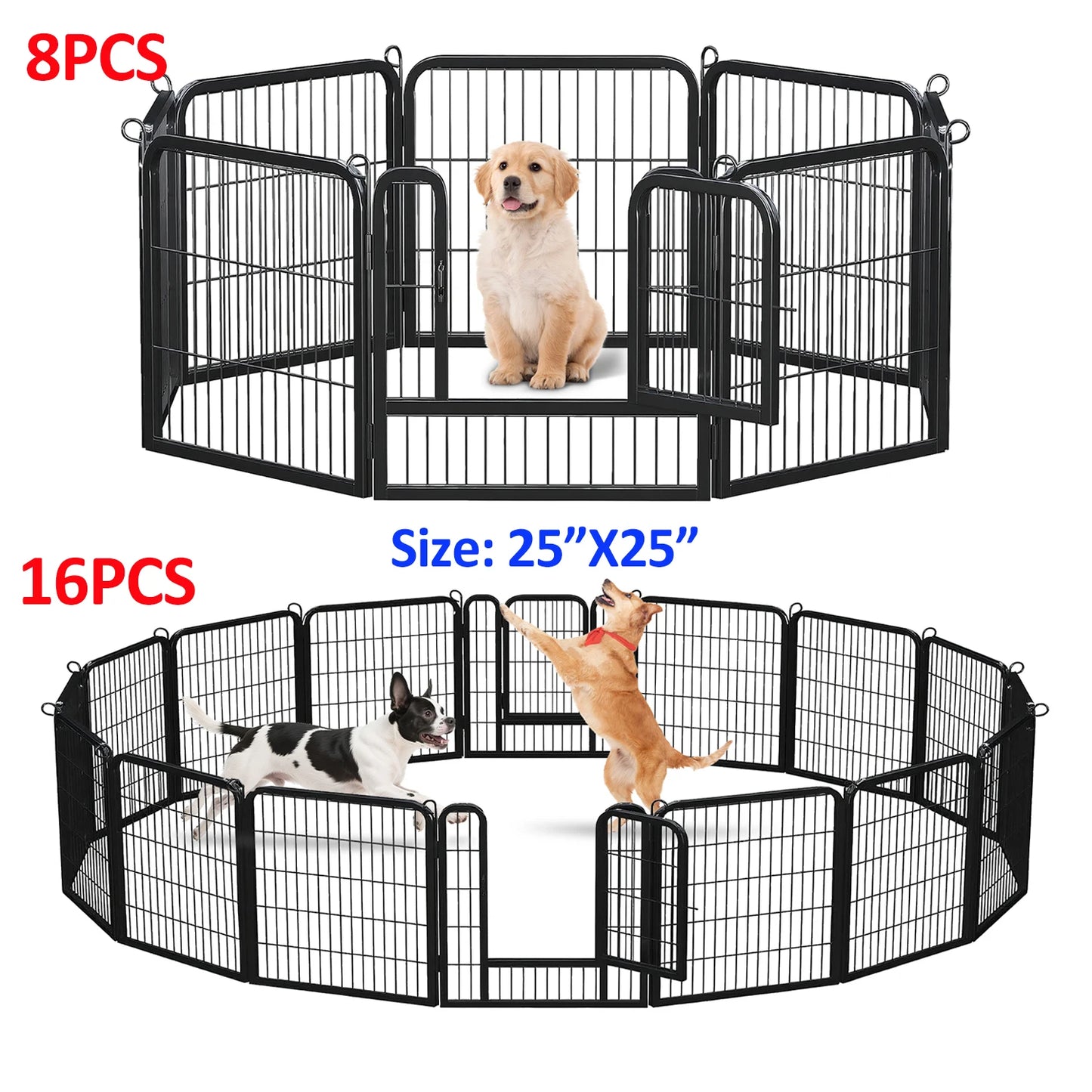 Dog Playpen With Door Foldable Metal Pet Fence For Yard RV