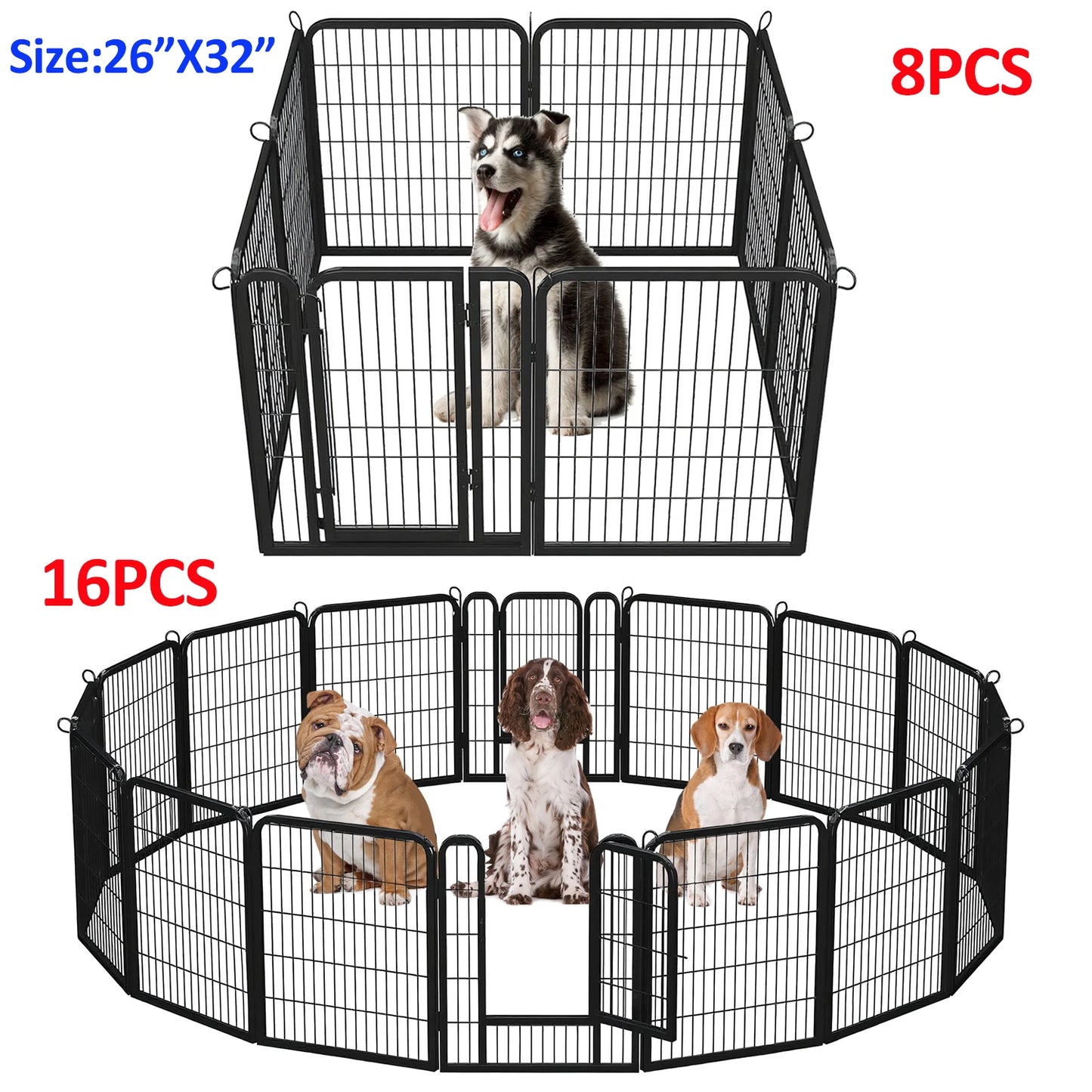 Dog Playpen With Door Foldable Metal Pet Fence For Yard RV