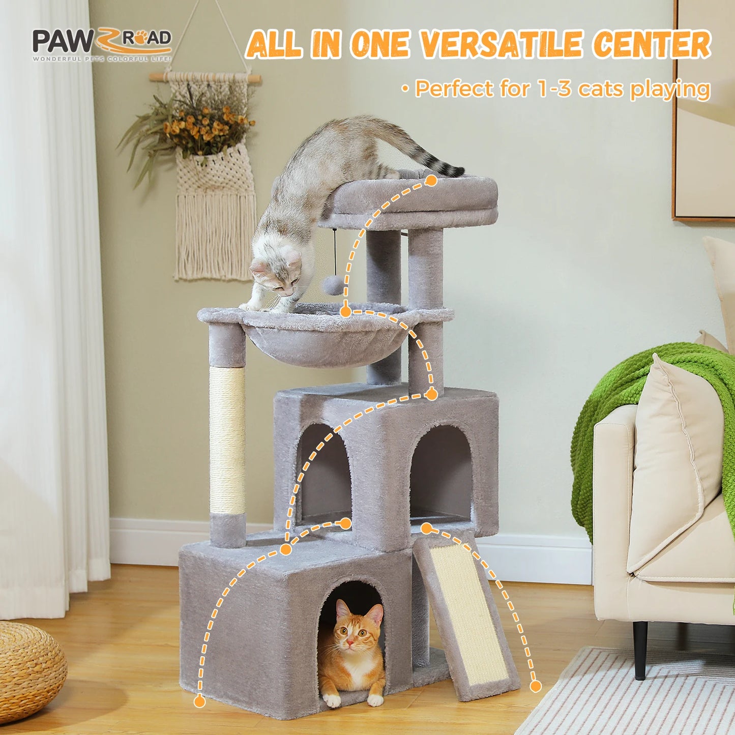 PEQULTICN Cat Tree Indoor Multi Level Tower With Condos