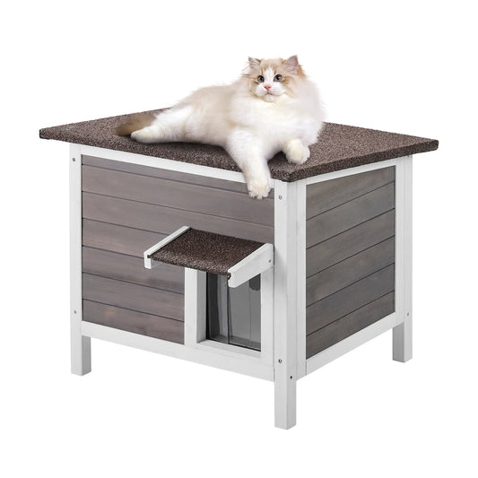 SucceBuy Outdoor Cat House Weatherproof Shelter For Cats