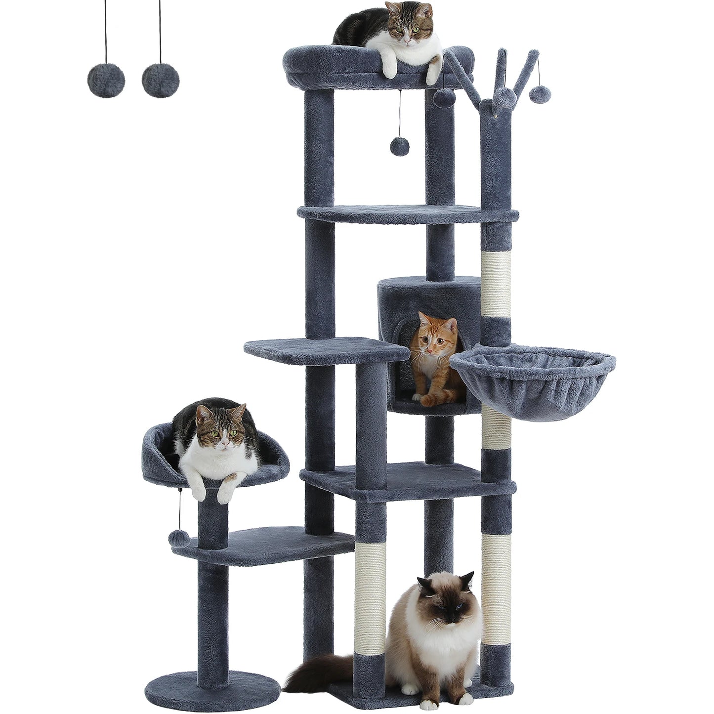PEQULTICN Multi Level Cat Tree With Scratching Posts Hammock