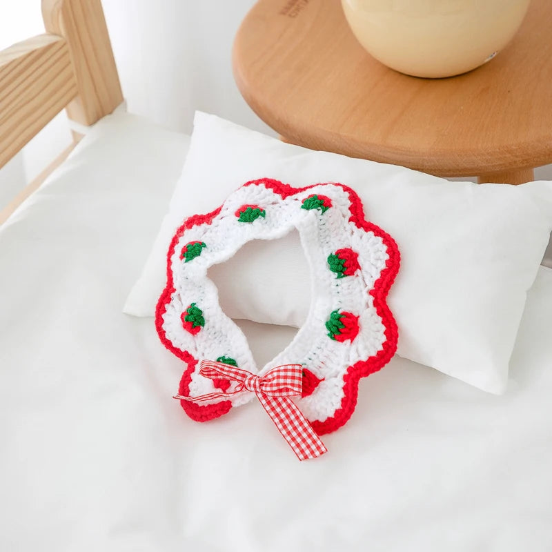 CN Zhejiang Handwoven Knitted Cat Collar Cute Bow Accessory