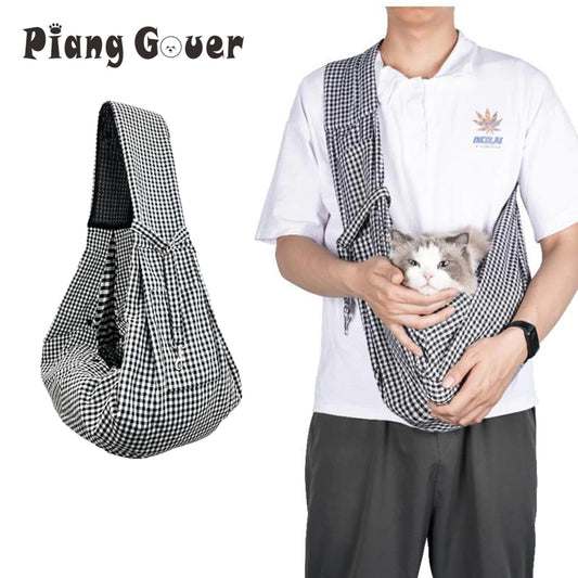 Piang Gouer Checkered Pattern Pet Carrier Bag For Dogs Cats