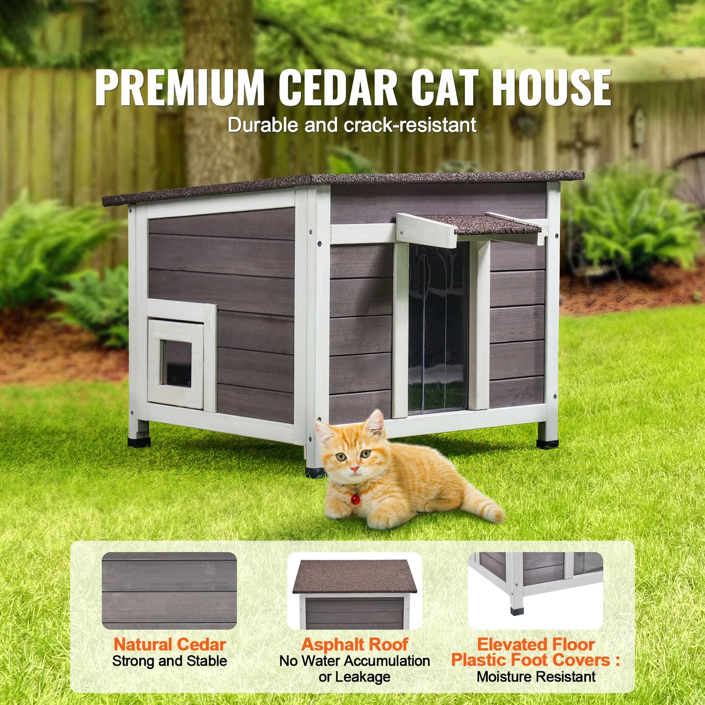 SucceBuy Outdoor Cat House Weatherproof Shelter For Cats