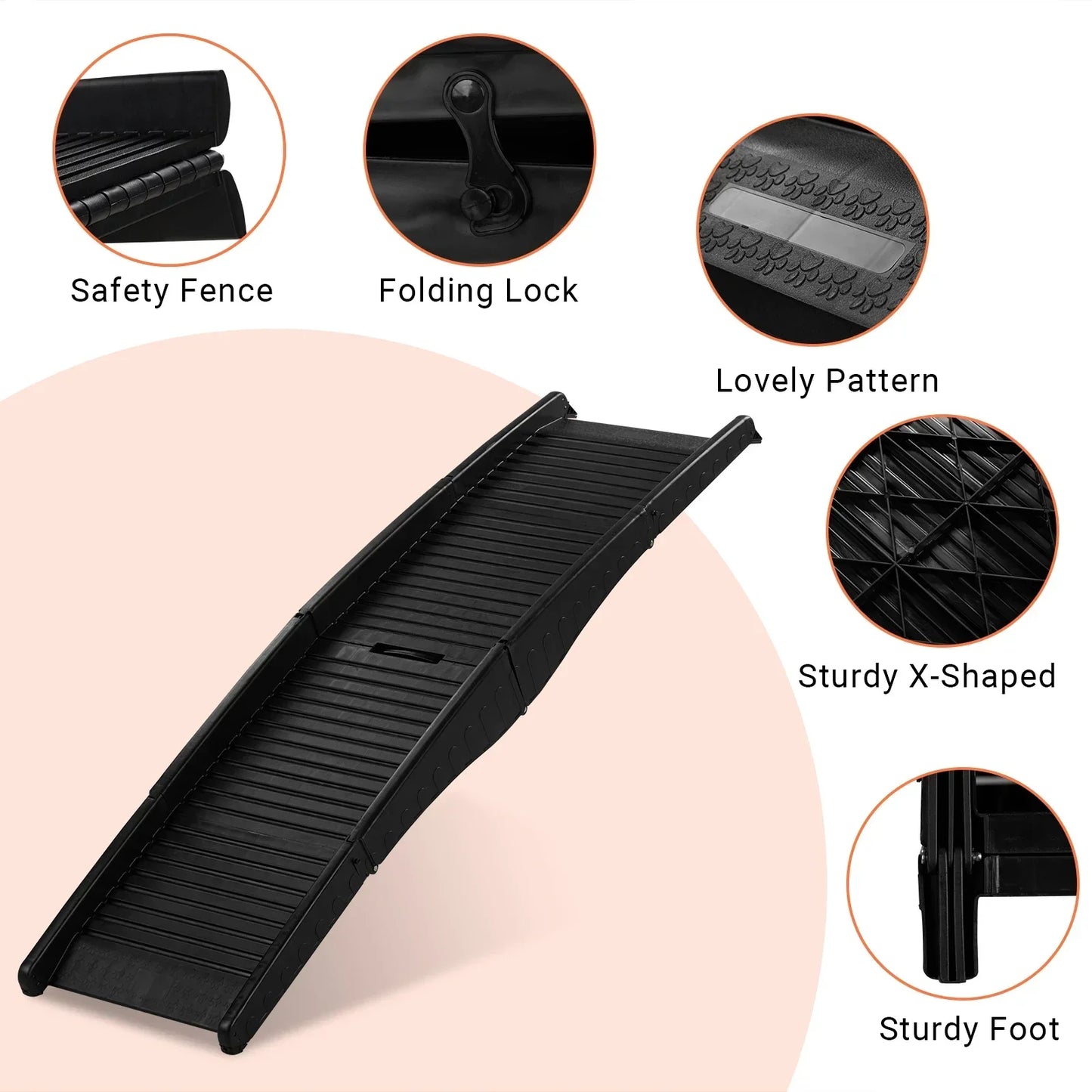 Pretty Pets Pet Supplies Nonslip Folding Dog Ramp Tri Fold