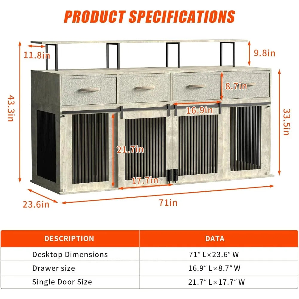 Hign-concerned Double Dog Kennel Table TV Stand Cabinet