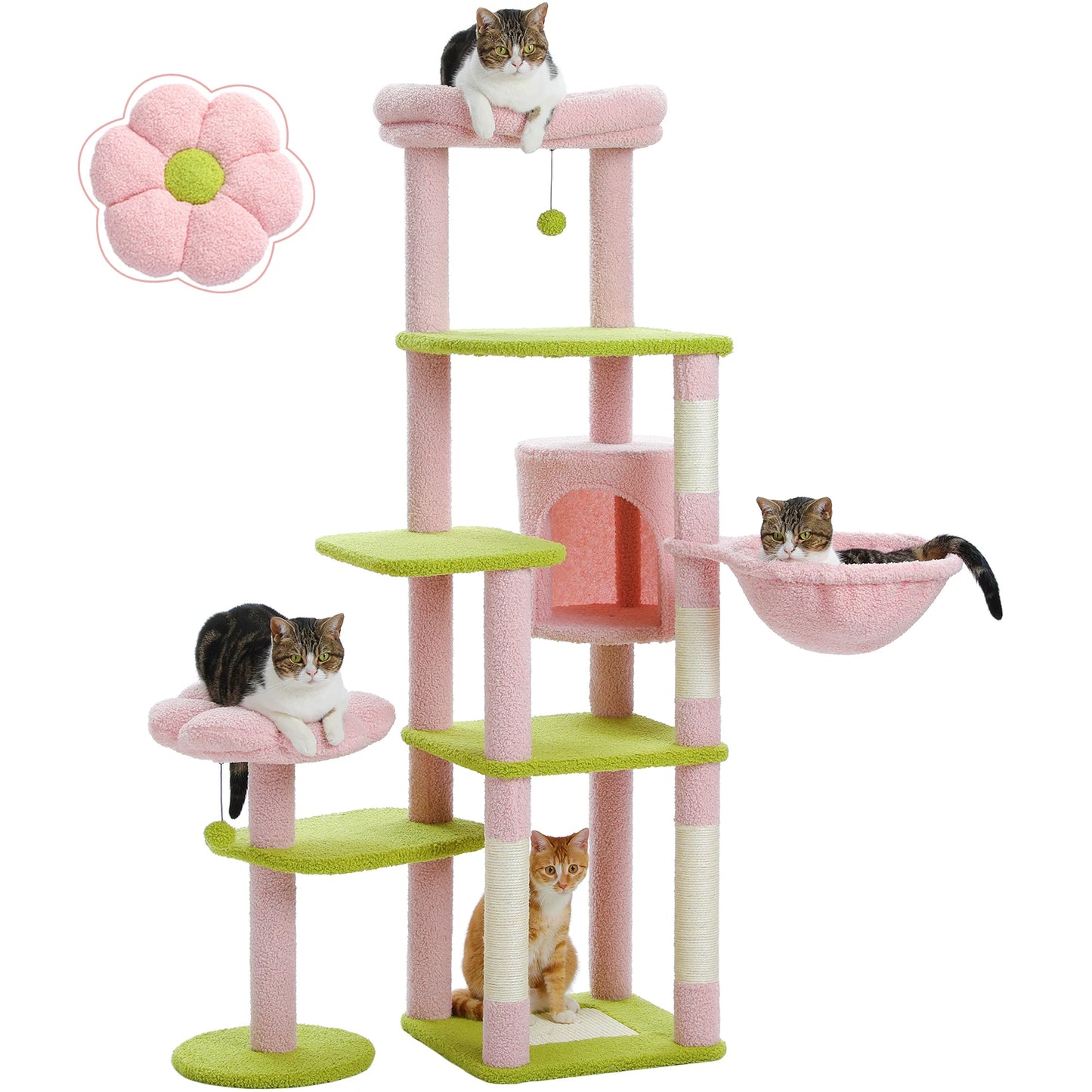 PEQULTICN Multi Level Cat Tree With Scratching Posts Hammock
