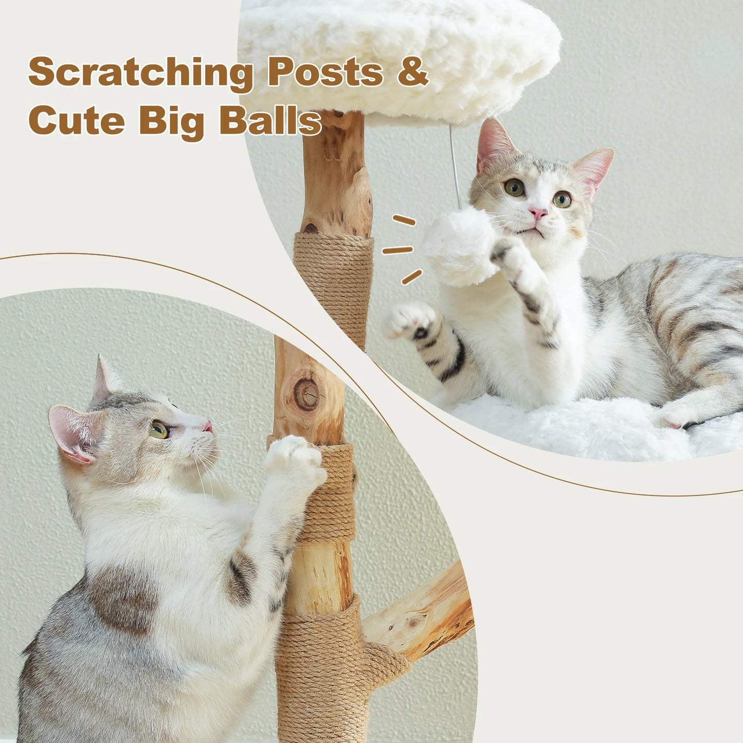 PEQULTICN Modern Wood Cat Tree Tower With Scratching Post