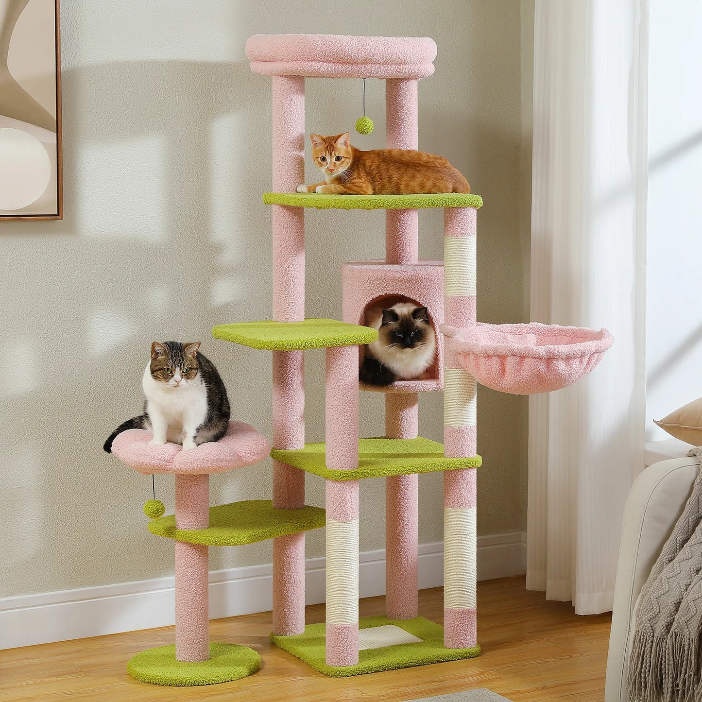 PEQULTICN Multi Level Cat Tree With Scratching Posts Hammock