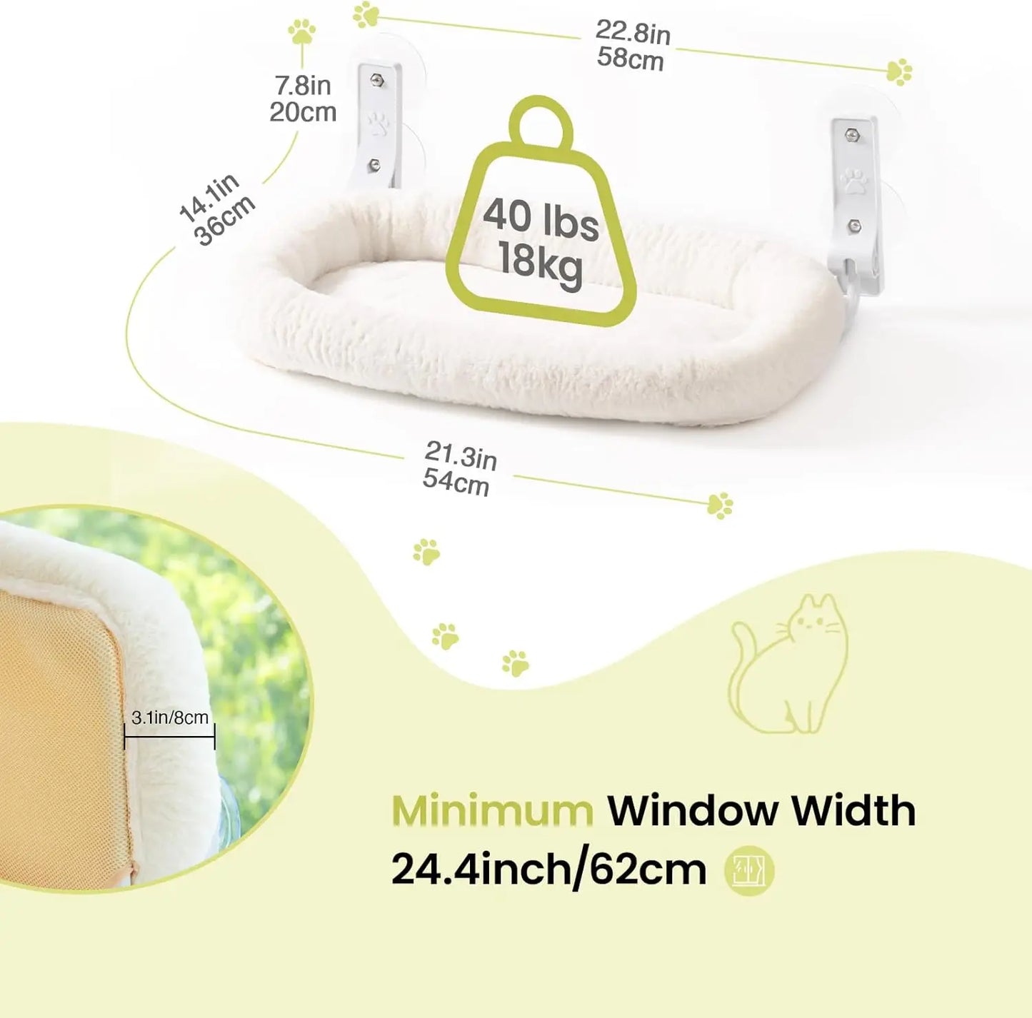MEWOOFUN Foldable Cat Window Perch With Suction Cups