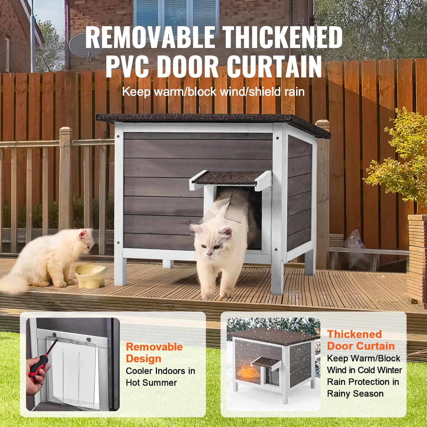SucceBuy Outdoor Cat House Weatherproof Shelter For Cats