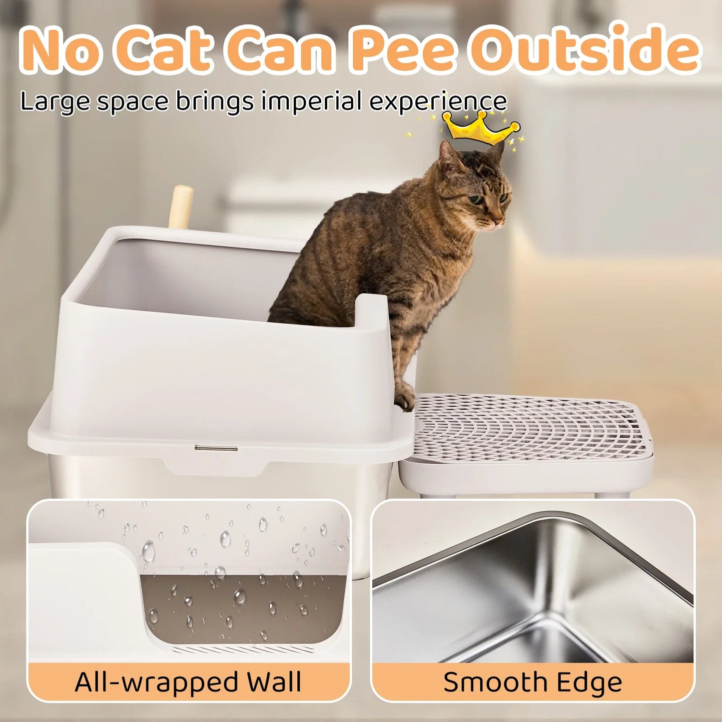 Stainless Steel Cat Litter Box With Lid High Sides