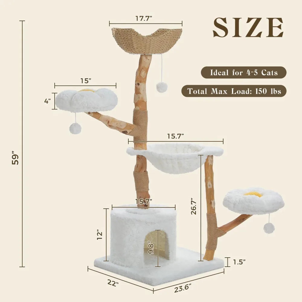 Breed Cat Tree Tower With Real Wood Branch Premium
