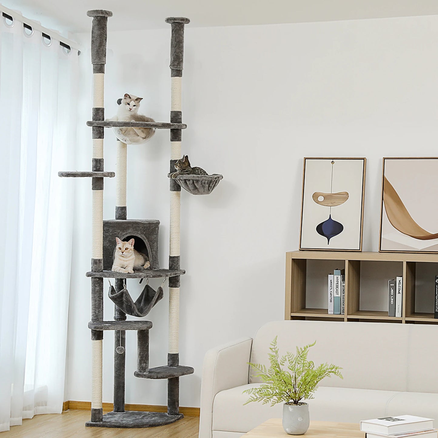 PEQULTICN Cat Tree Tower Acrylic Perch Hammock Beds Cave