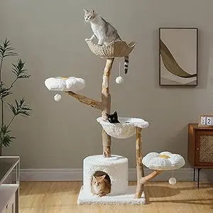 Breed Cat Tree Tower With Real Wood Branch Premium