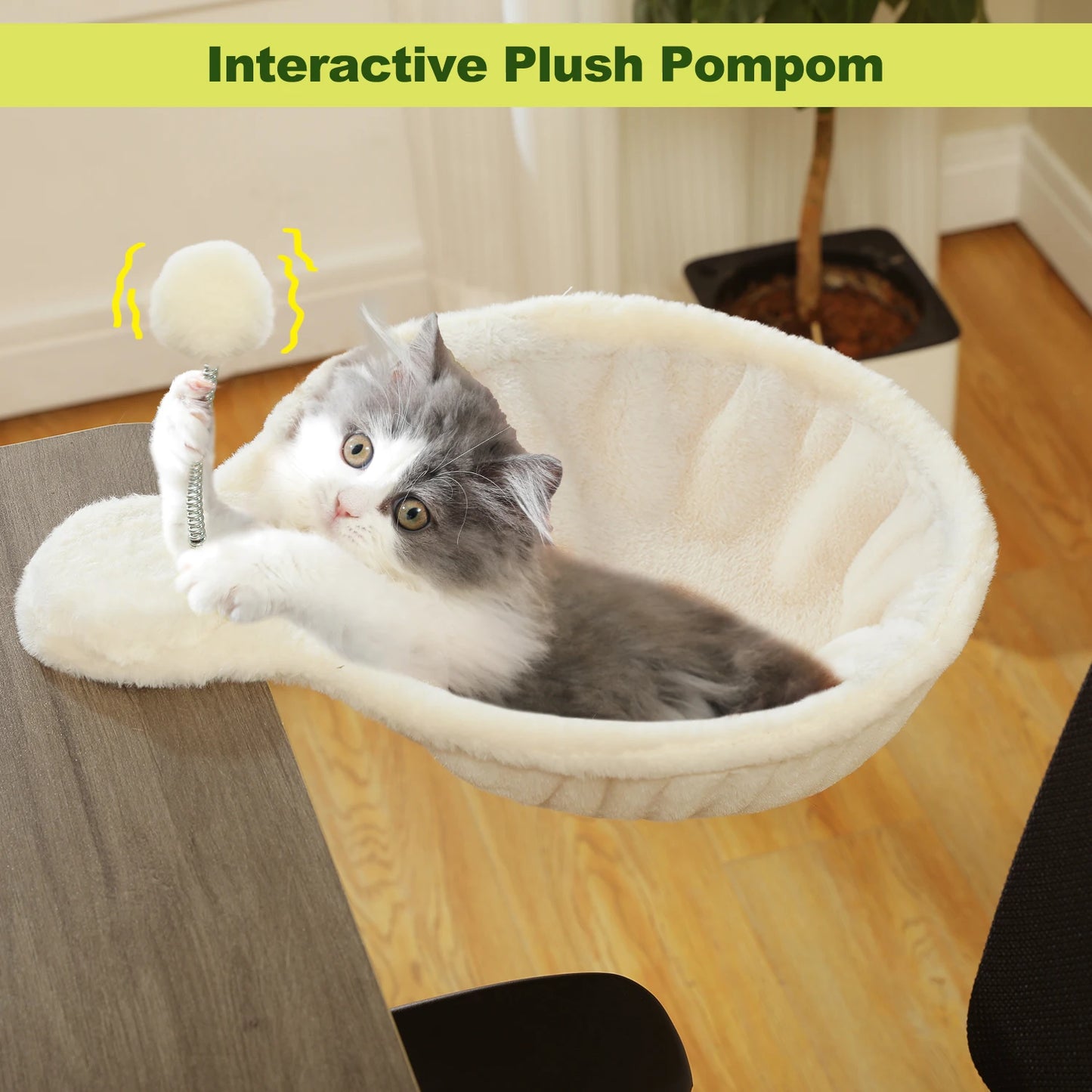 PEQULTICN Cozy Portable Cat Bed Hammock Basket Plush Toy