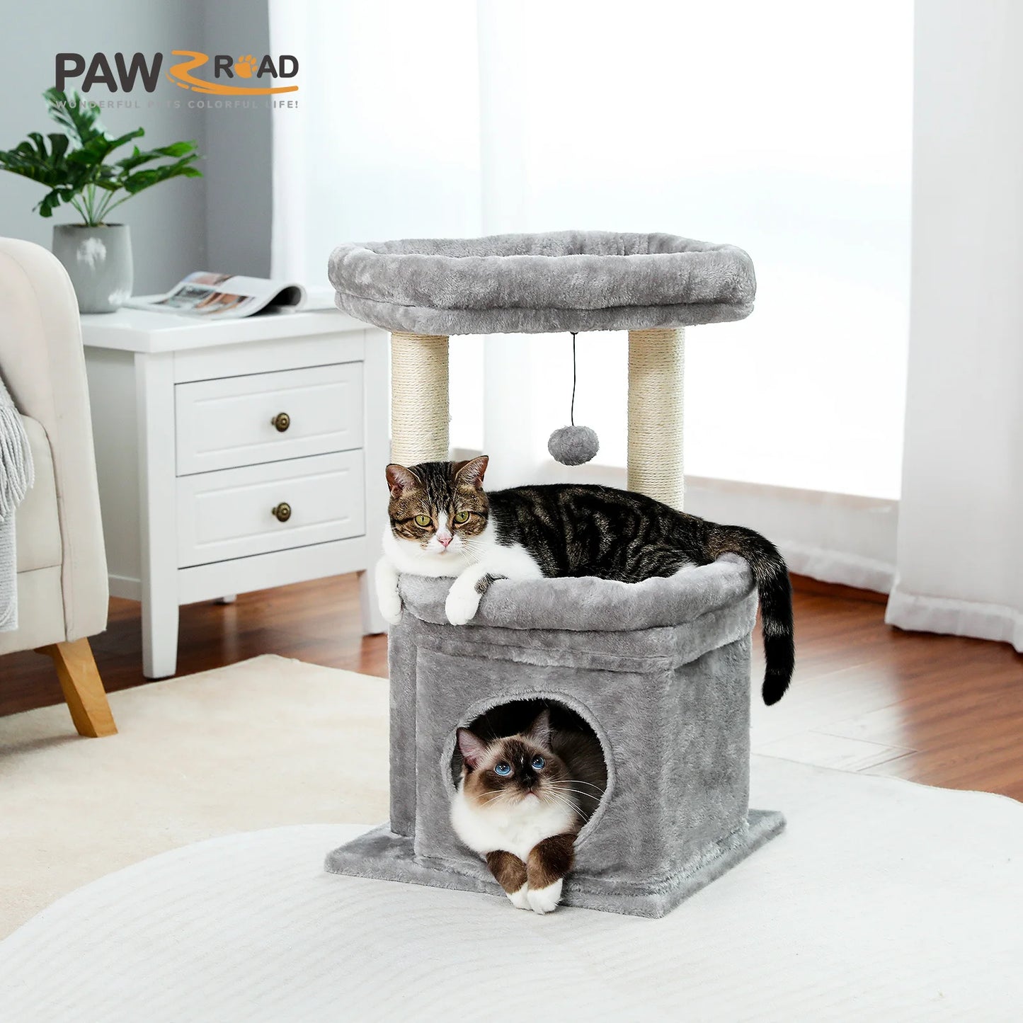PEQULTICN Cat Tree Tower With Cozy Condo And Perch Stand