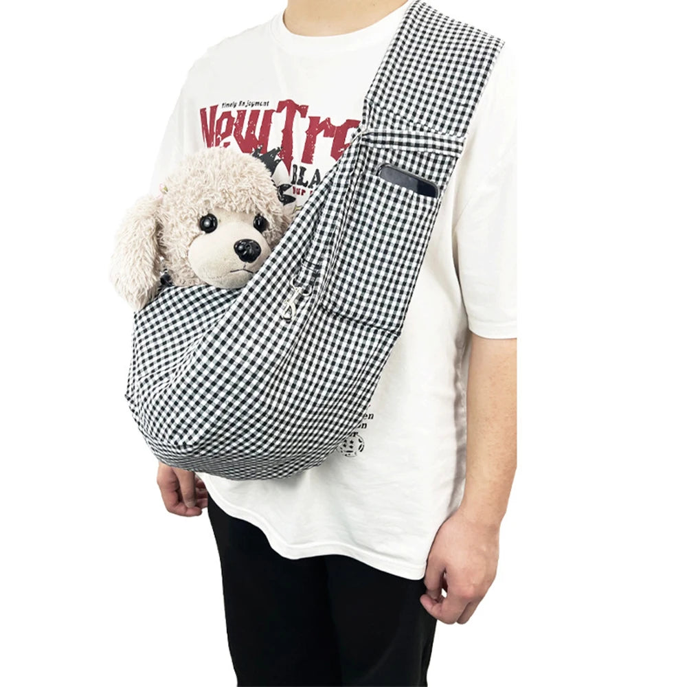 Piang Gouer Checkered Pattern Pet Carrier Bag For Dogs Cats