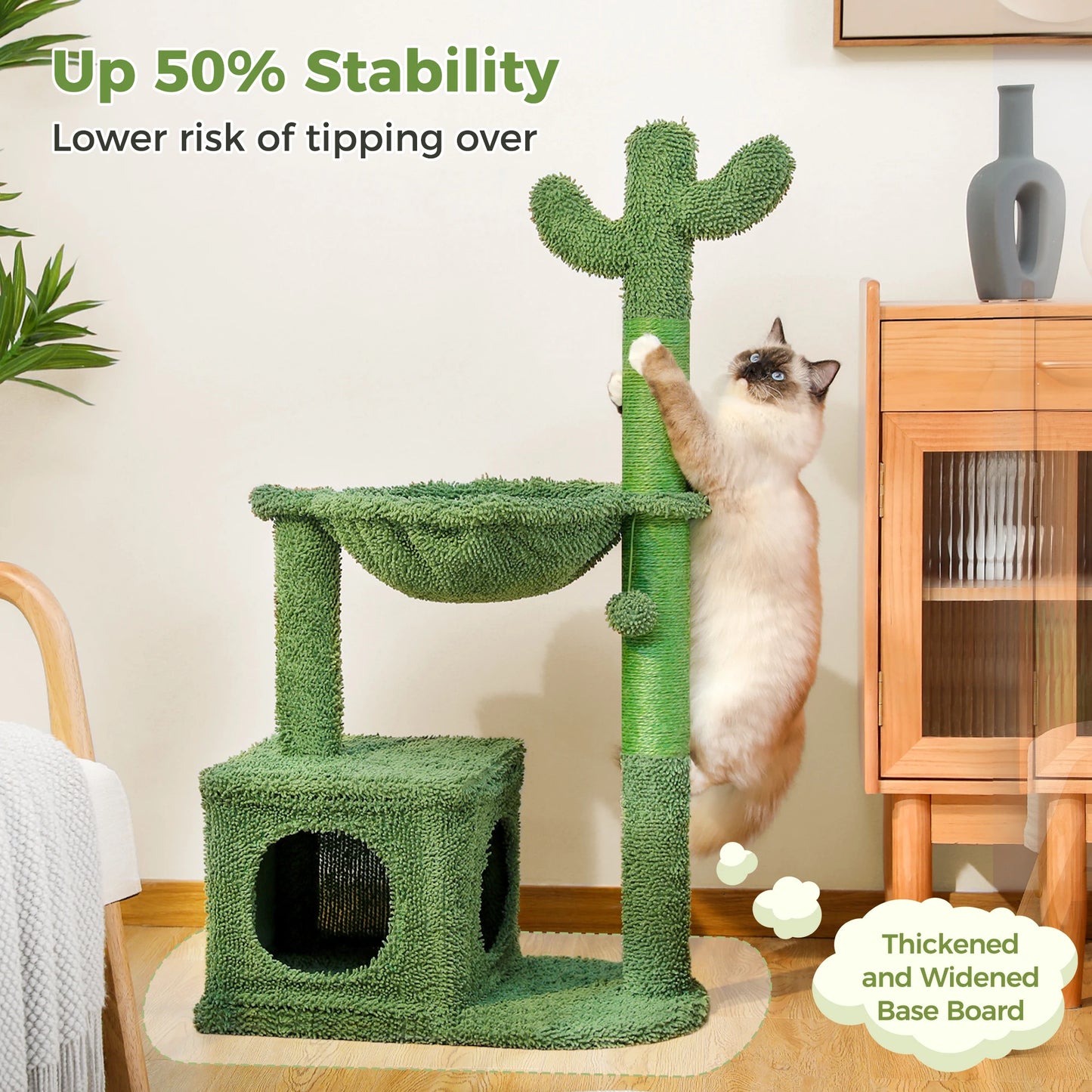 PEQULTICN Cactus Cat Tree With Condo And Hammock Indoor