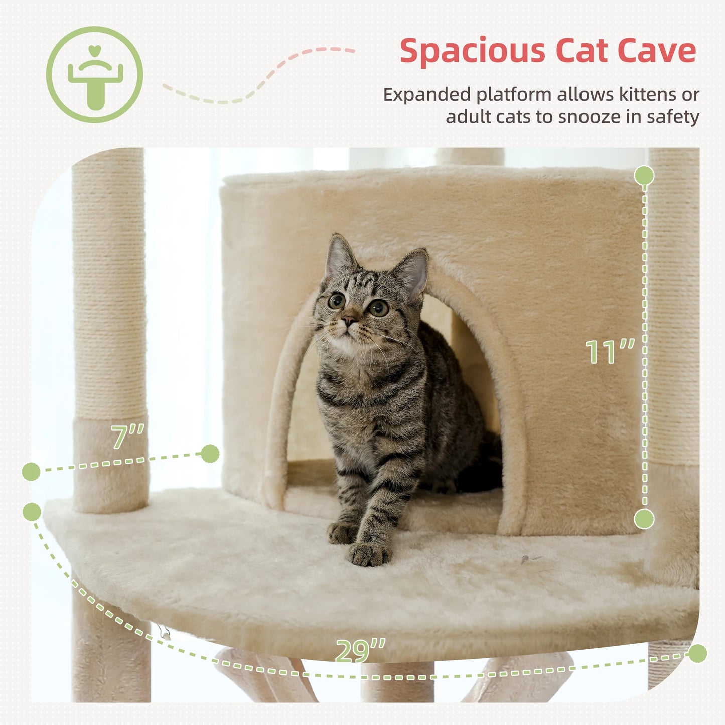 PEQULTICN Cat Tree Tower Acrylic Perch Hammock Beds Cave