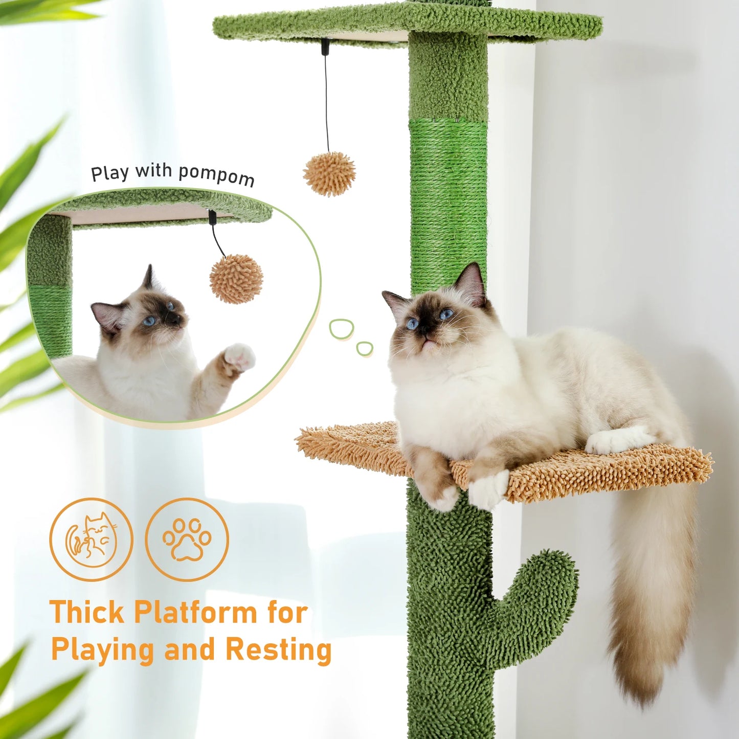 PAWZ Road Cat Tree 5 Tier Floor To Ceiling Tower Hammock