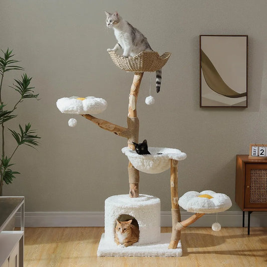 Breed Cat Tree Tower With Real Wood Branch Premium