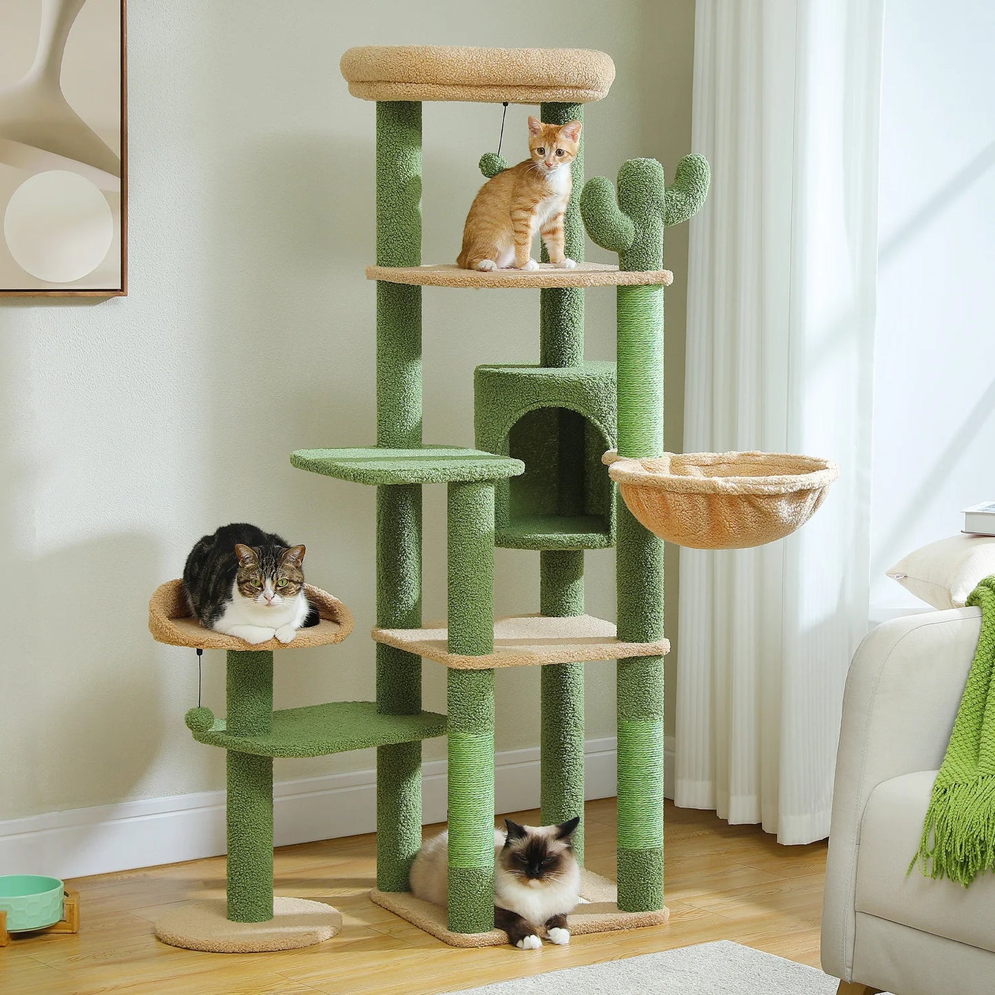 PEQULTICN Multi Level Cat Tree With Scratching Posts Hammock