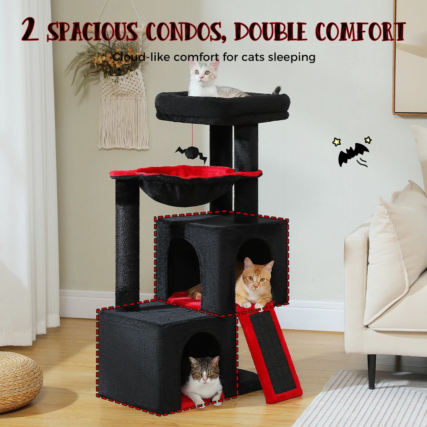 PEQULTICN Cat Tree Indoor Multi Level Tower With Condos