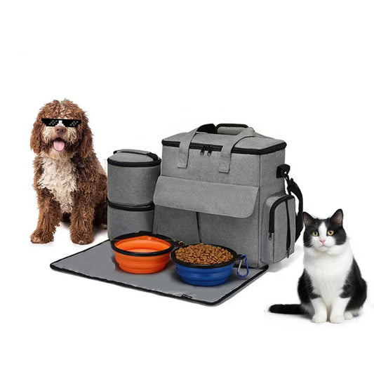 TWISTER.CK Dog Travel Bag Backpack With Food Bags Bowls