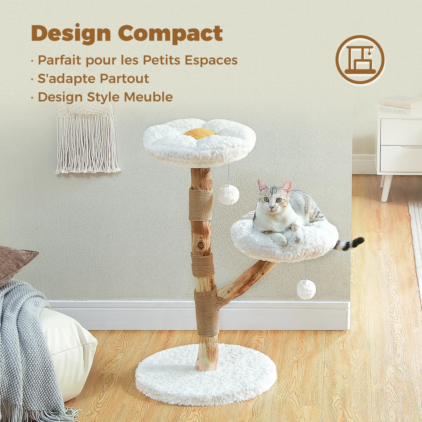 PEQULTICN Modern Wood Cat Tree Tower With Scratching Post