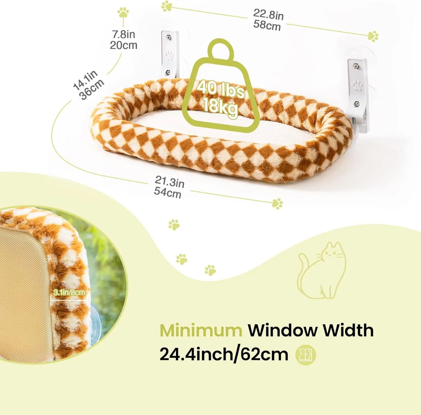 MEWOOFUN Foldable Cat Window Perch With Suction Cups