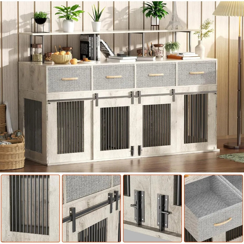 Hign-concerned Double Dog Kennel Table TV Stand Cabinet
