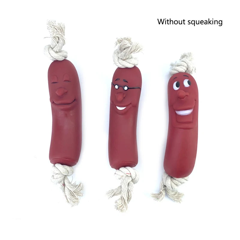 Dogstory Interactive Squeaky Dog Chew Toy Sausage Rubber