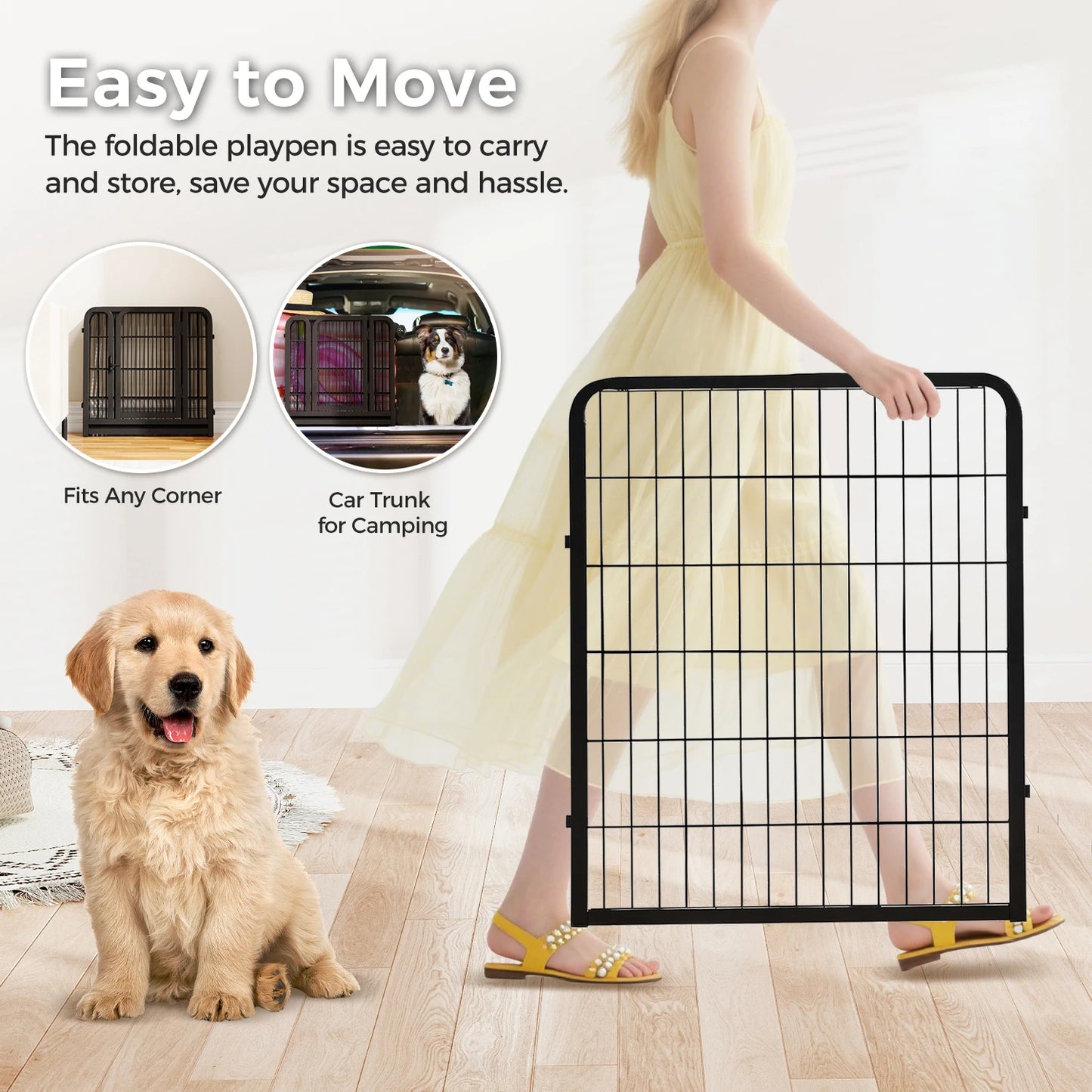 Pequlti Heavy Duty Puppy Playpen For Indoor Outdoor Use