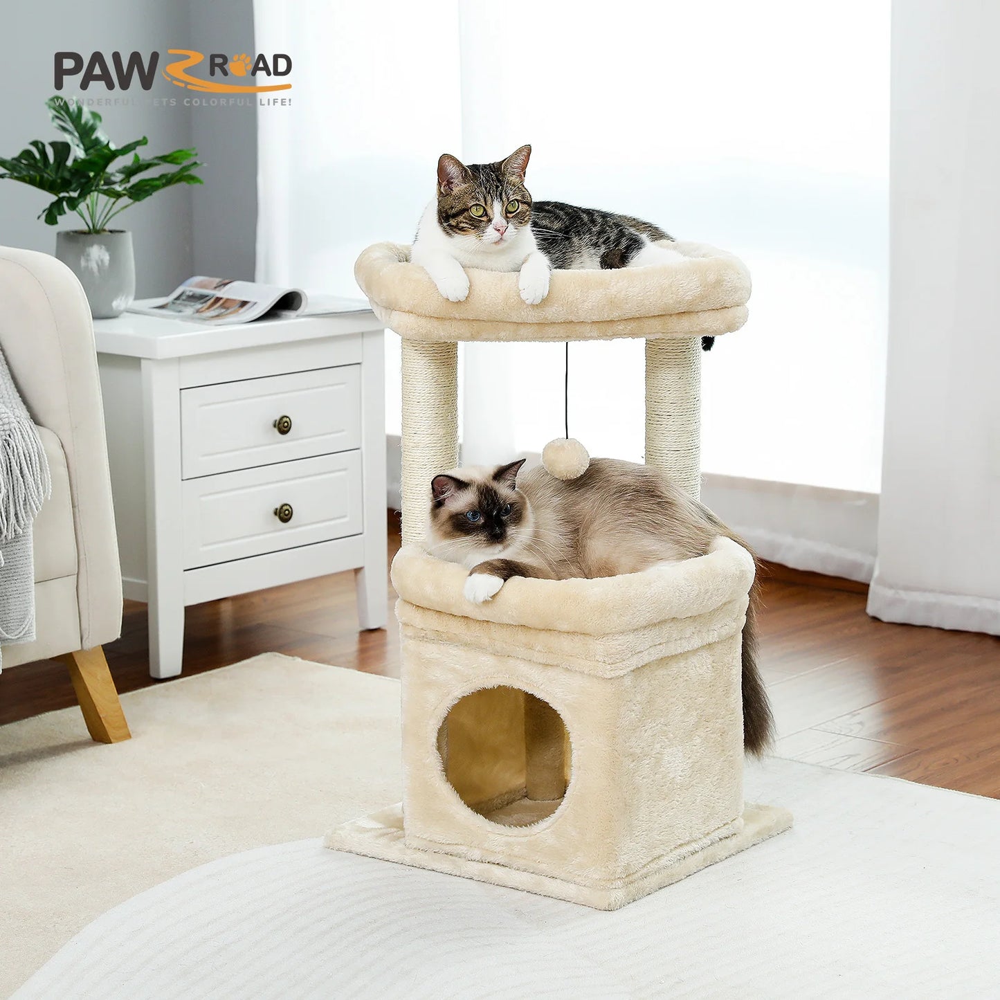 PEQULTICN Cat Tree Tower With Cozy Condo And Perch Stand