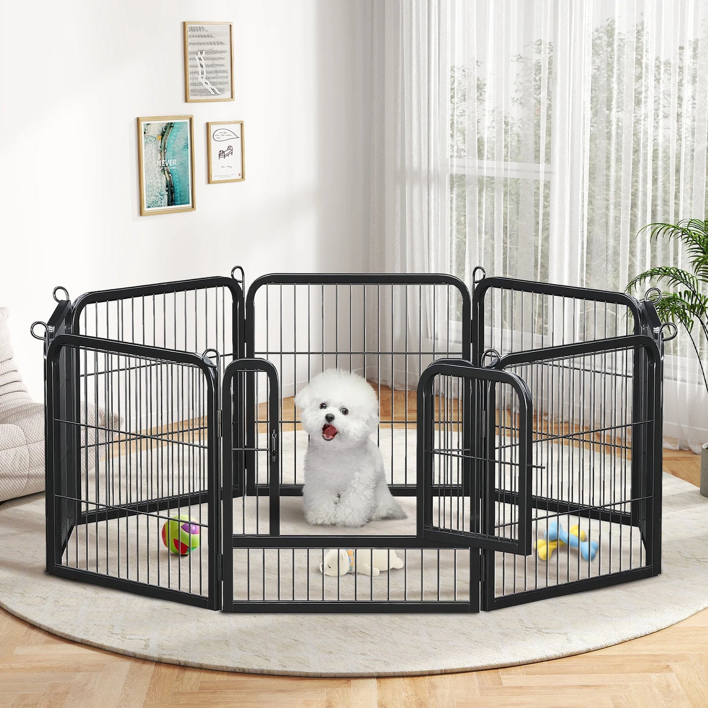 Pequlti Heavy Duty Puppy Playpen For Indoor Outdoor Use