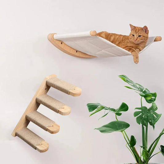 PETRAVELCN Cat Wall Shelf Climbing Steps Scratching Post Toy