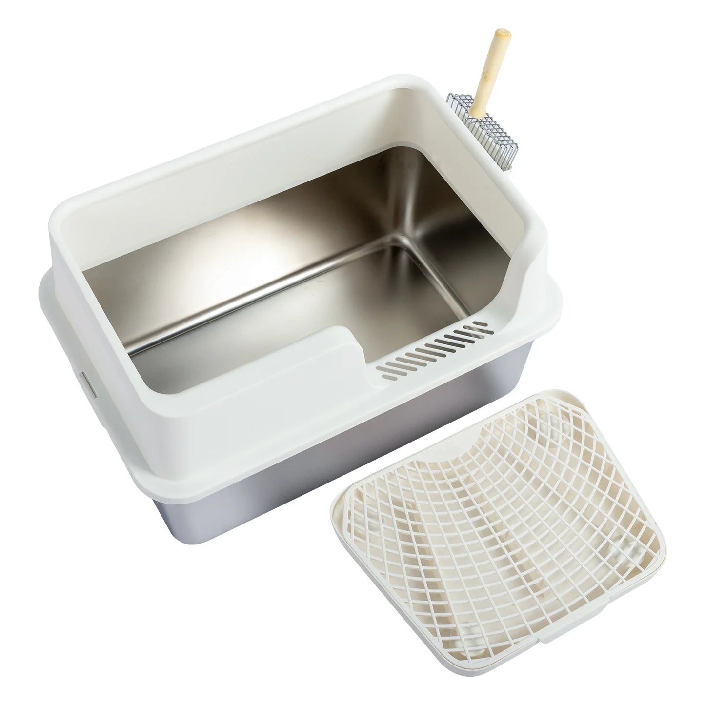 Stainless Steel Cat Litter Box With Lid High Sides